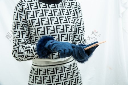 女士棉手套韩版糖果色摄影图31