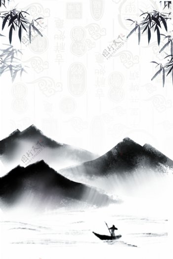 中国风复古江山如画平面素材