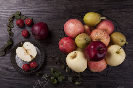 新鲜水果雪梨苹果等实物图摄影图2