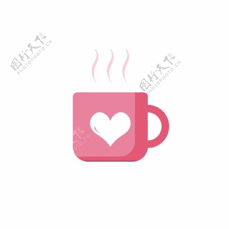 原创矢量粉色桃心卡通杯子咖啡杯