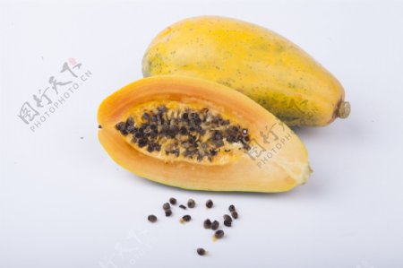 新鲜水果木瓜实物图摄影图