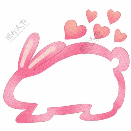 小兔边框卡通插画