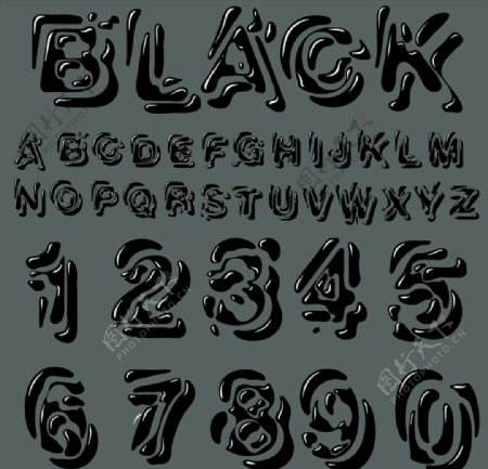 黑色数字字母