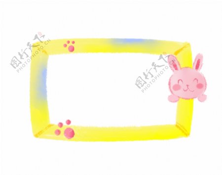 黄色的兔子相框插画