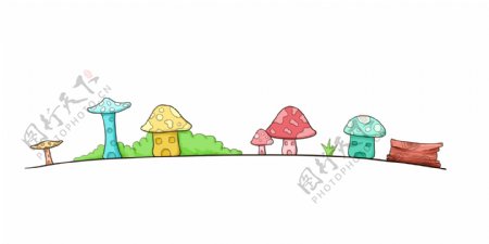 蘑菇小镇分割线插画