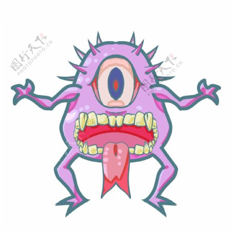 独眼紫色细菌插画