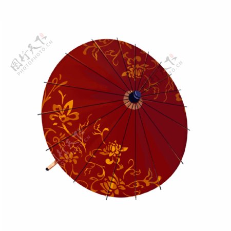 雨伞油纸伞红色梅花中国古典风PNG