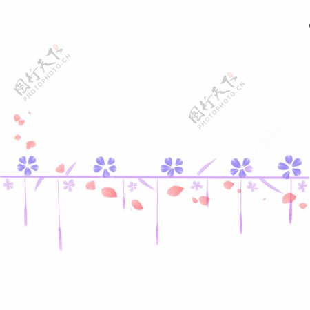 紫色花朵分割线插画