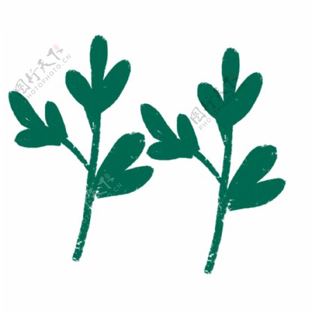绿色植物的卡通叶子