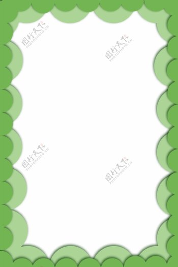 立体春天绿色矩形边框PNG免抠图