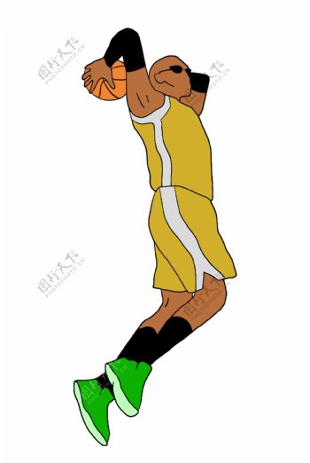 跳跃的篮球运动员插画