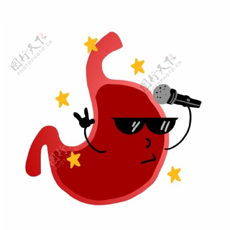 人体器官红色的胃插图