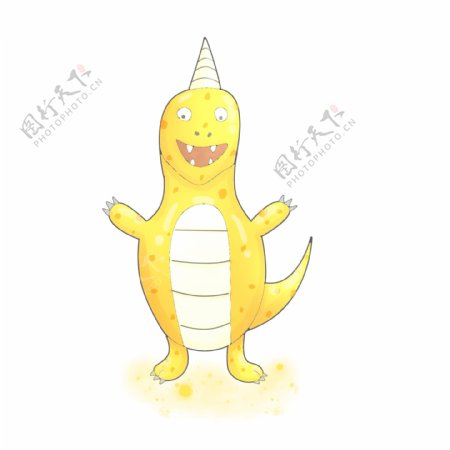黄色开心的恐龙插画