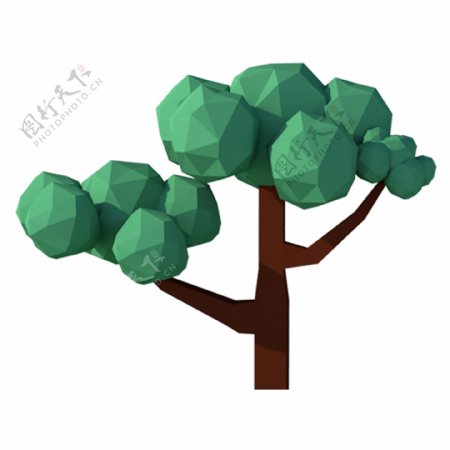 绿色树木卡通透明素材