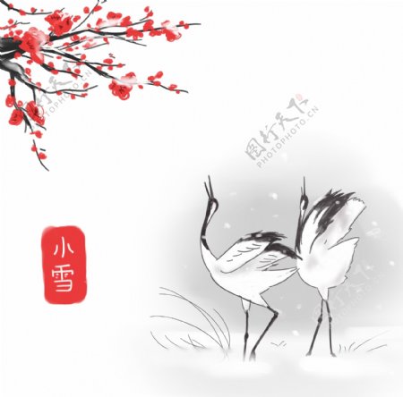 小雪中国传统节气插画