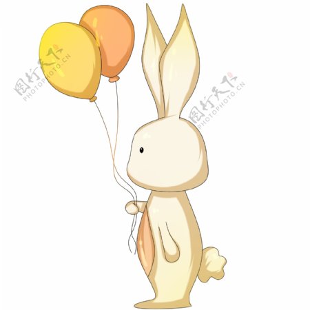 拿着气球的小白兔插画