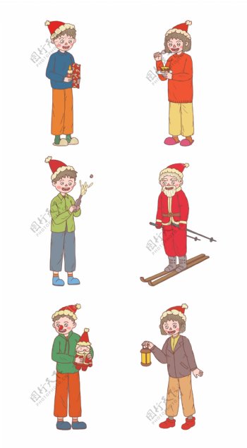 圣诞节卡通手绘人物系列