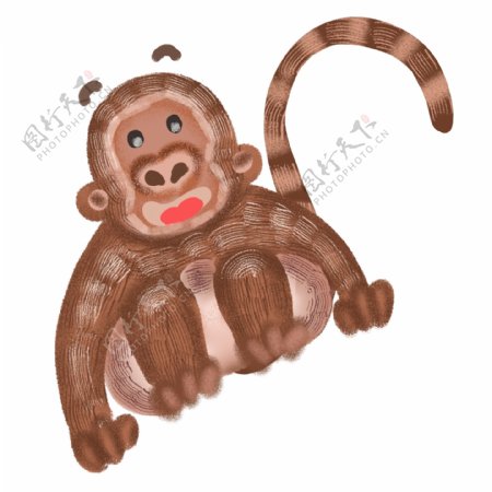 棕色绘画可爱猴子