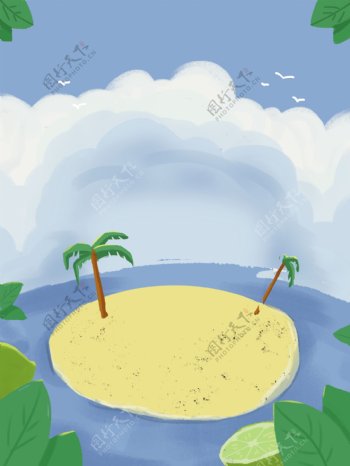 手绘夏季海滩背景设计