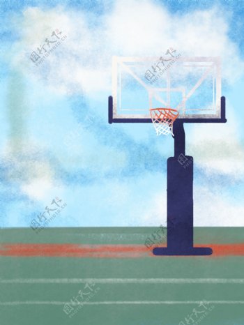手绘篮球场背景设计