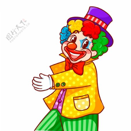 彩绘儿童节一个小丑插画设计