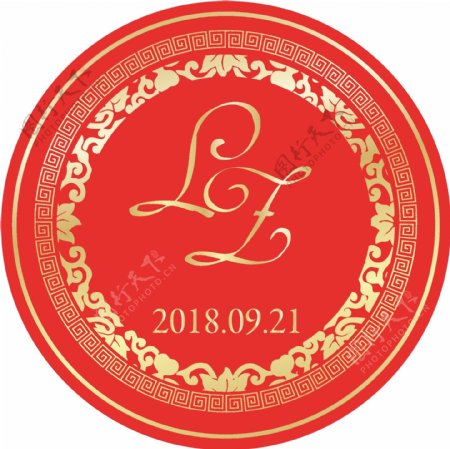 新中式红色婚礼logo
