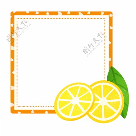 夏季清新柠檬水果方形边框