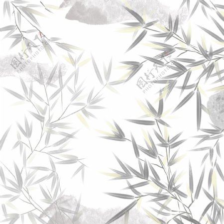 竹叶底纹黑白水墨竹子图案背景中国风古风