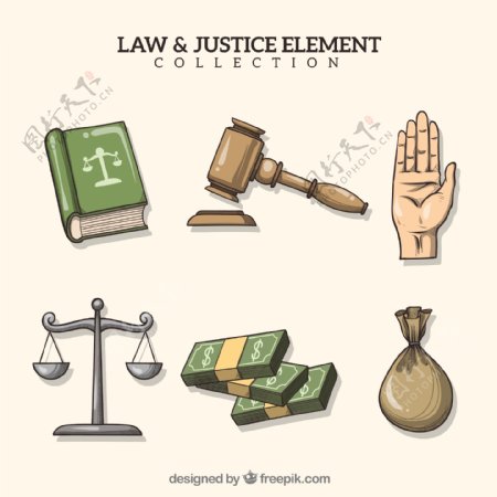 手绘法律元素
