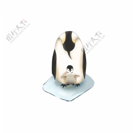 母亲节动物企鹅母亲和孩子图案