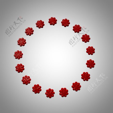 C4D创意红色花瓣装饰边框