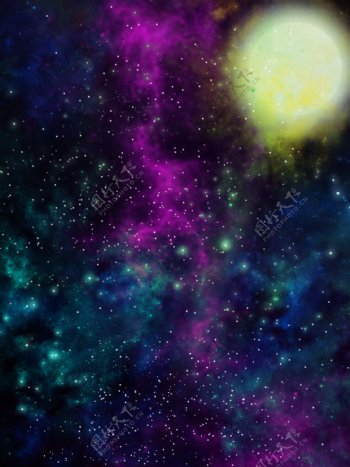 原创手绘繁星点点星空宇宙夜晚月光背景素材
