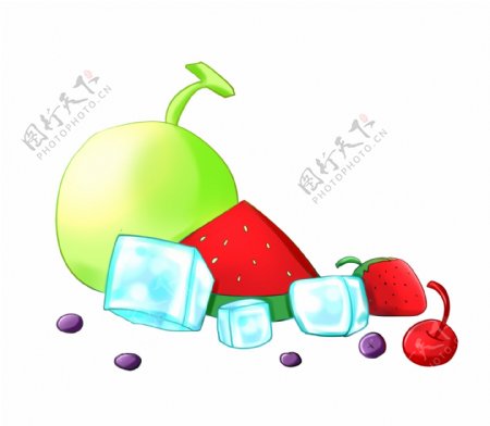 冰块装饰水果
