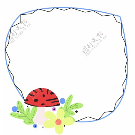 植物蓝色边框插画
