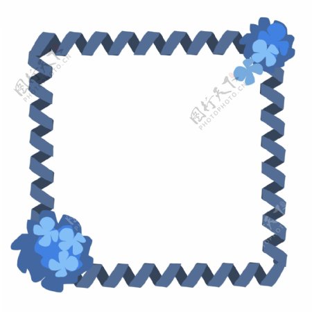 蓝色花朵花边边框