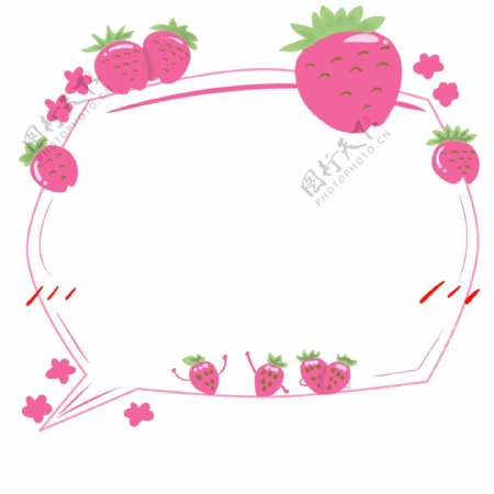 草莓气泡边框插画