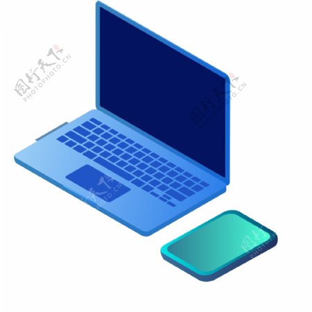 蓝色的电子电脑