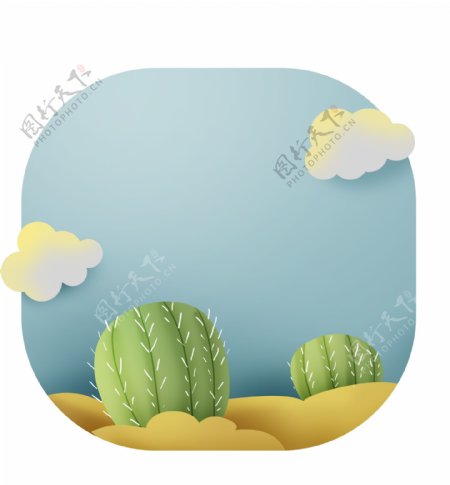 仙人球沙漠植物文字框