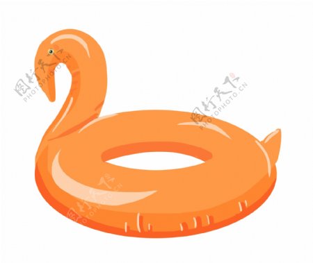 天鹅橙色游泳圈