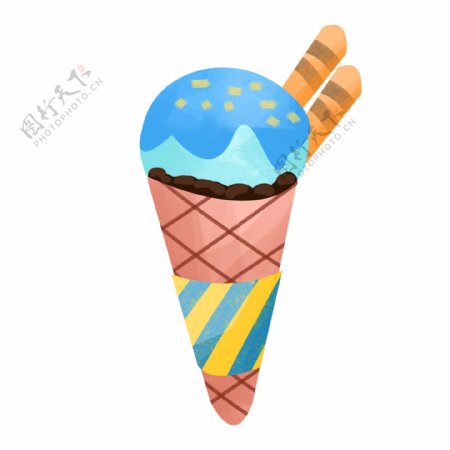 蓝色蓝莓冰淇淋