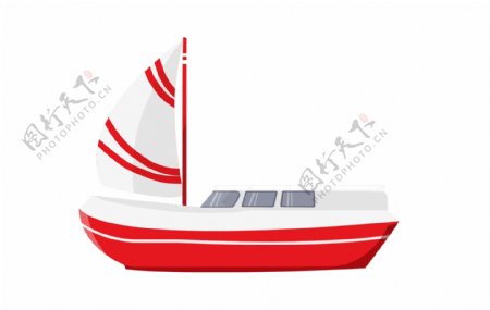 红色轮船图案