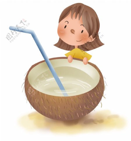 夏季解暑椰子汁和儿童