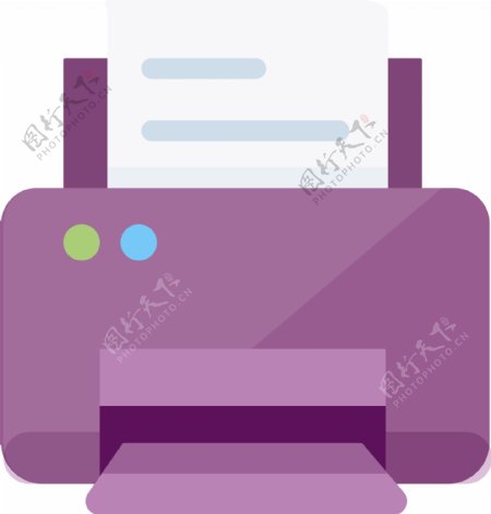 紫色圆角创意打印机元素