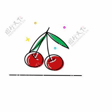 手绘卡通樱桃水果