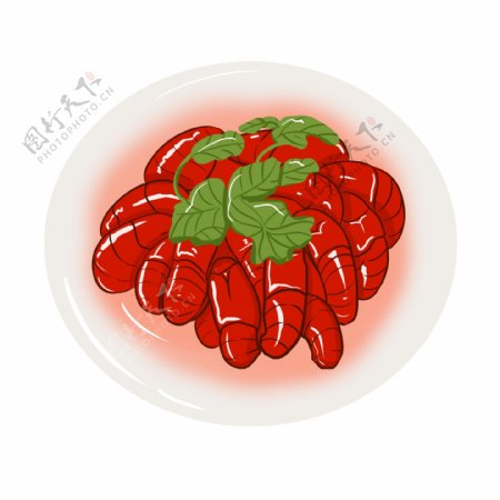美食龙虾卡通插画
