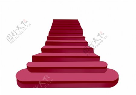 红色的建筑楼梯插画