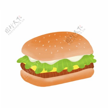 卡通美味汉堡包插画