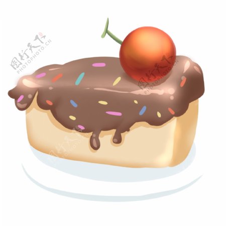 巧克力樱桃蛋糕插画