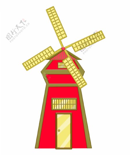 红色的风车装饰插画