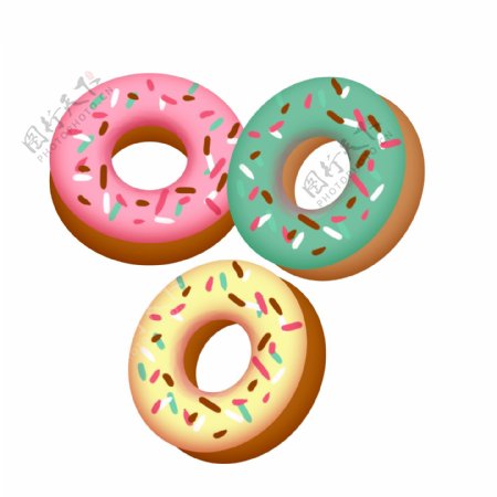三个甜甜圈装饰插画